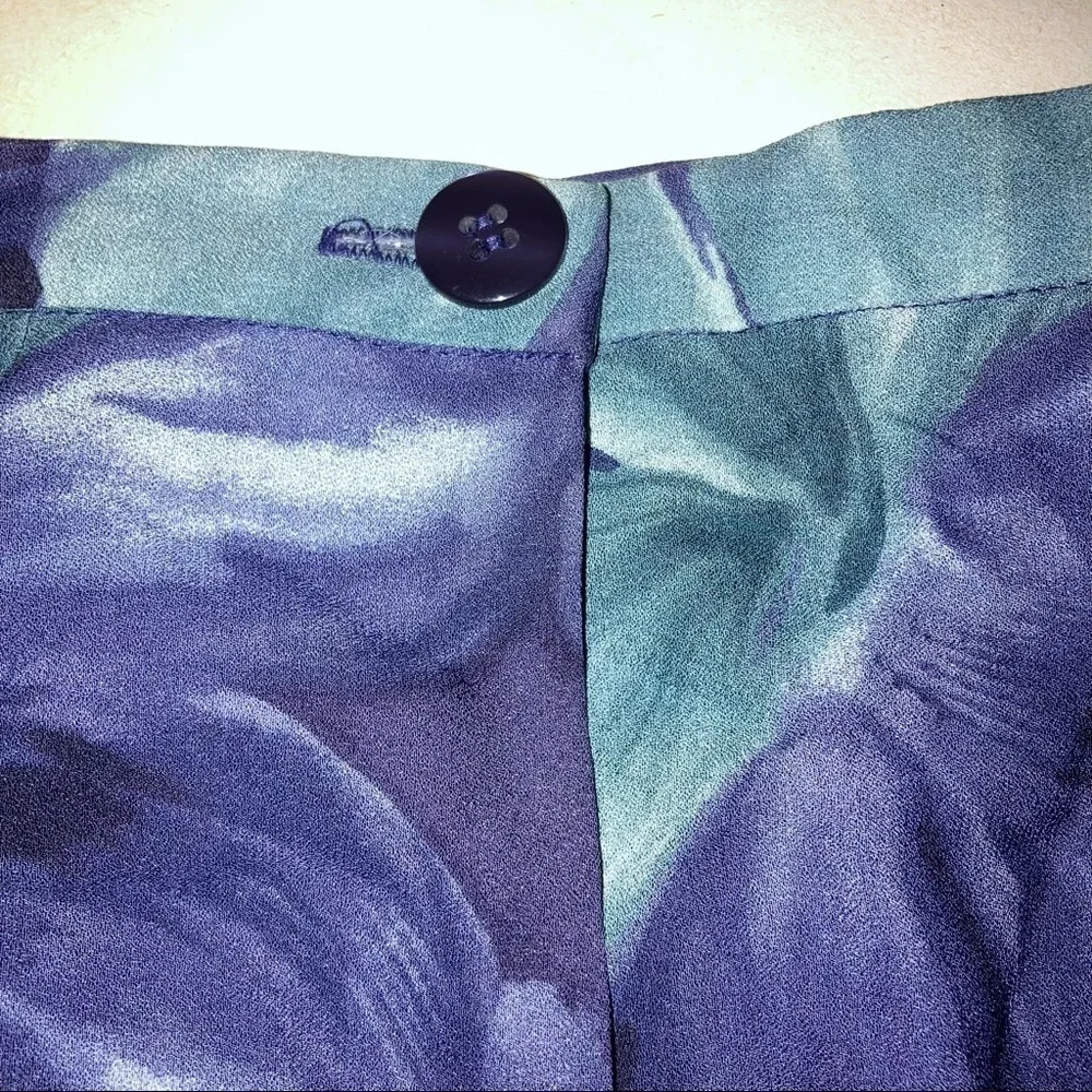 Talbots Long Blue Floral Silk Wrap Women Skirt 14